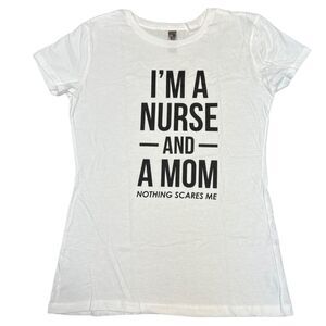 Instant Message Womens T Shirt Top Casual Nurse Mom Graphic Print White Medium